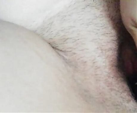 Massive dildo enters my wifes overgrown and hairy cunt